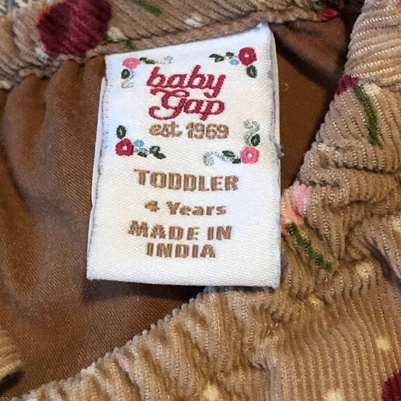 Baby Gap Girls Corduroy Dress Brown Flowers White Polka Dots Size 4Y or 4T - Picture 13 of 15
